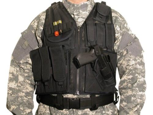 image principale pour Veste tactique noire avec holster et ceinturon noire 